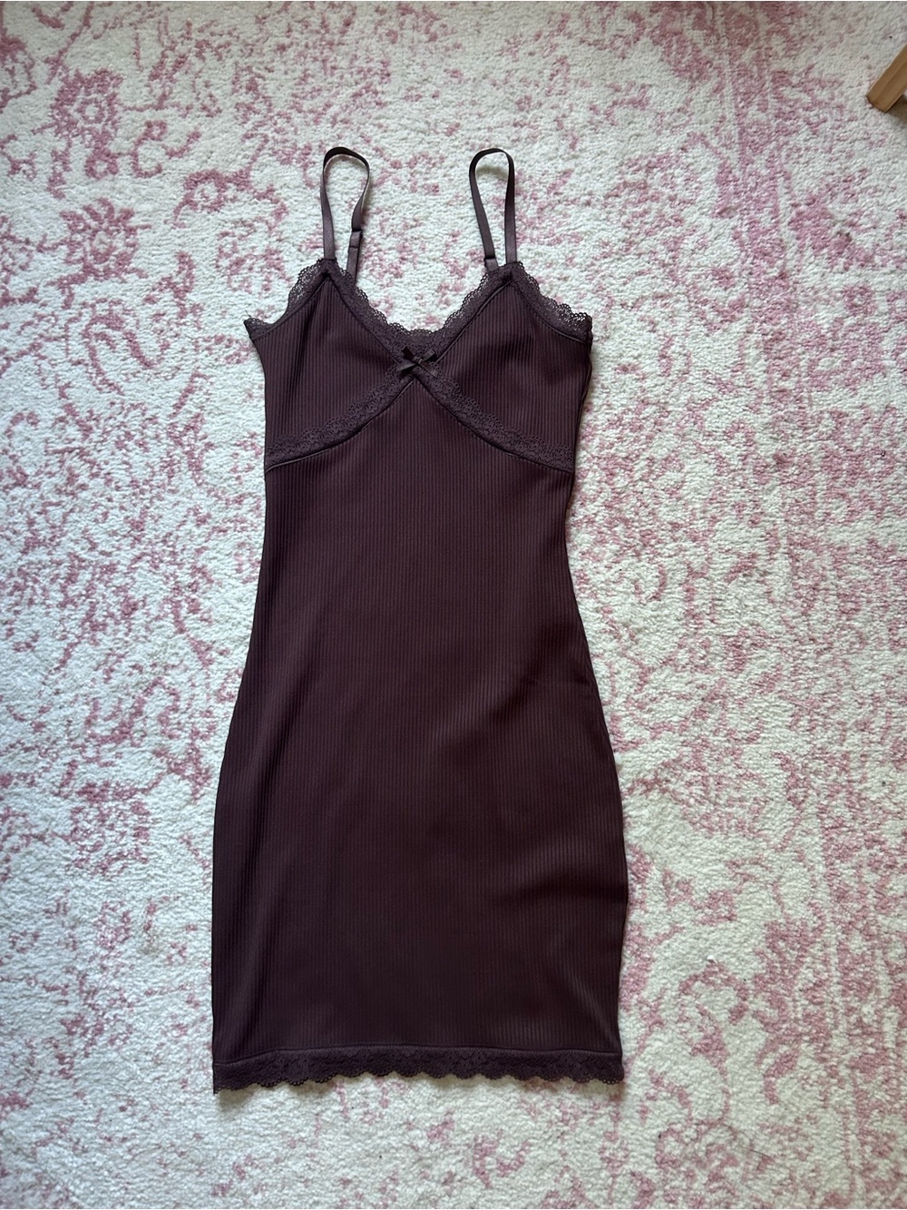 Women’s Lace-Trim Ribbed Dress